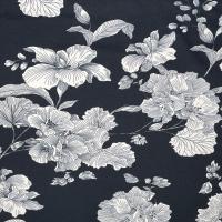 French Terry Sommersweat elegante Blumen schwarz/weiß